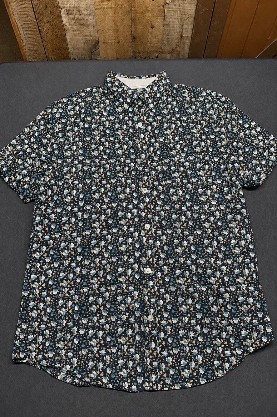 Original Penguin Mens Medium Floral Shirt Navy Short Sleeve Button Down Cotton